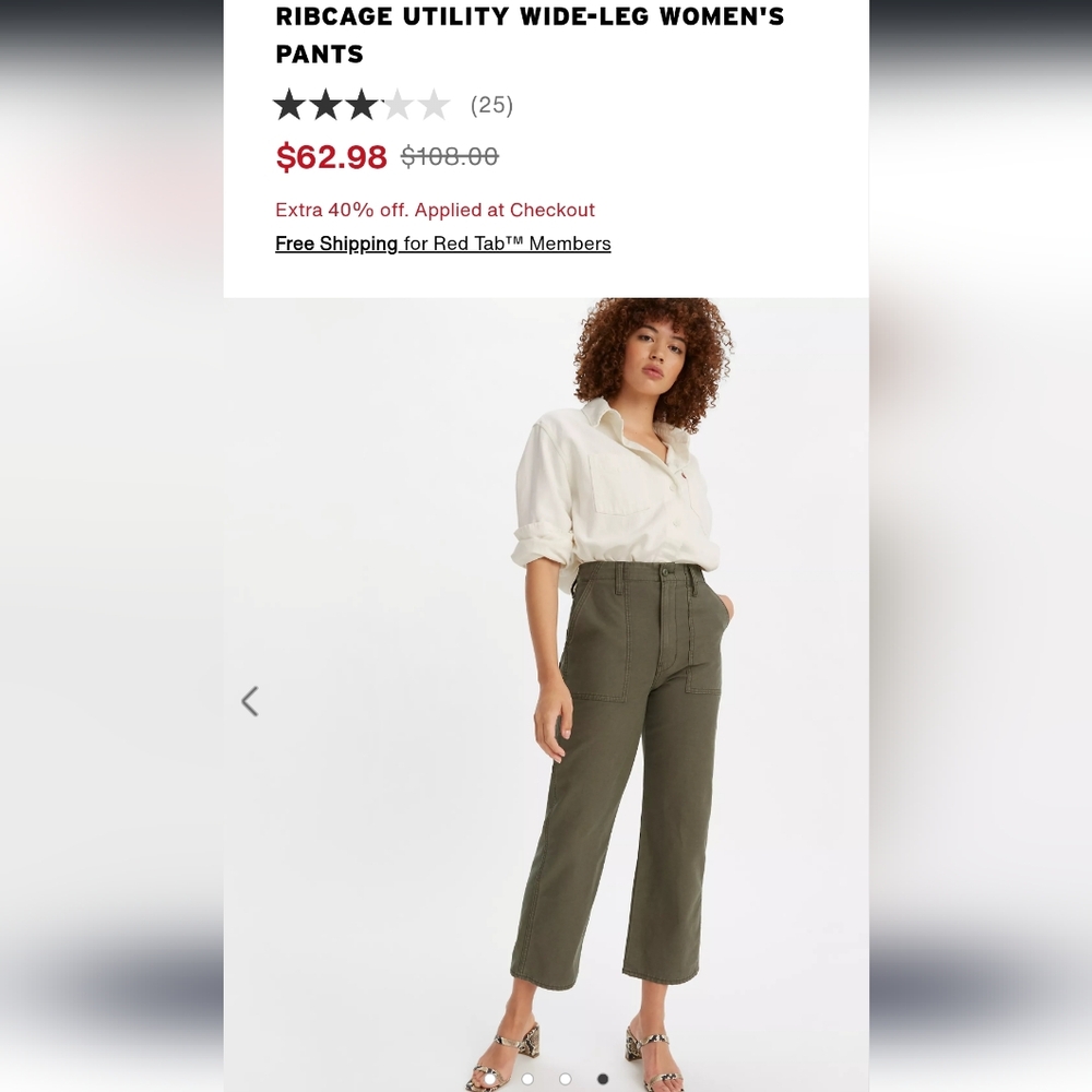Levi's Ribcage Utility Wide-Leg Women's Pants - Olive